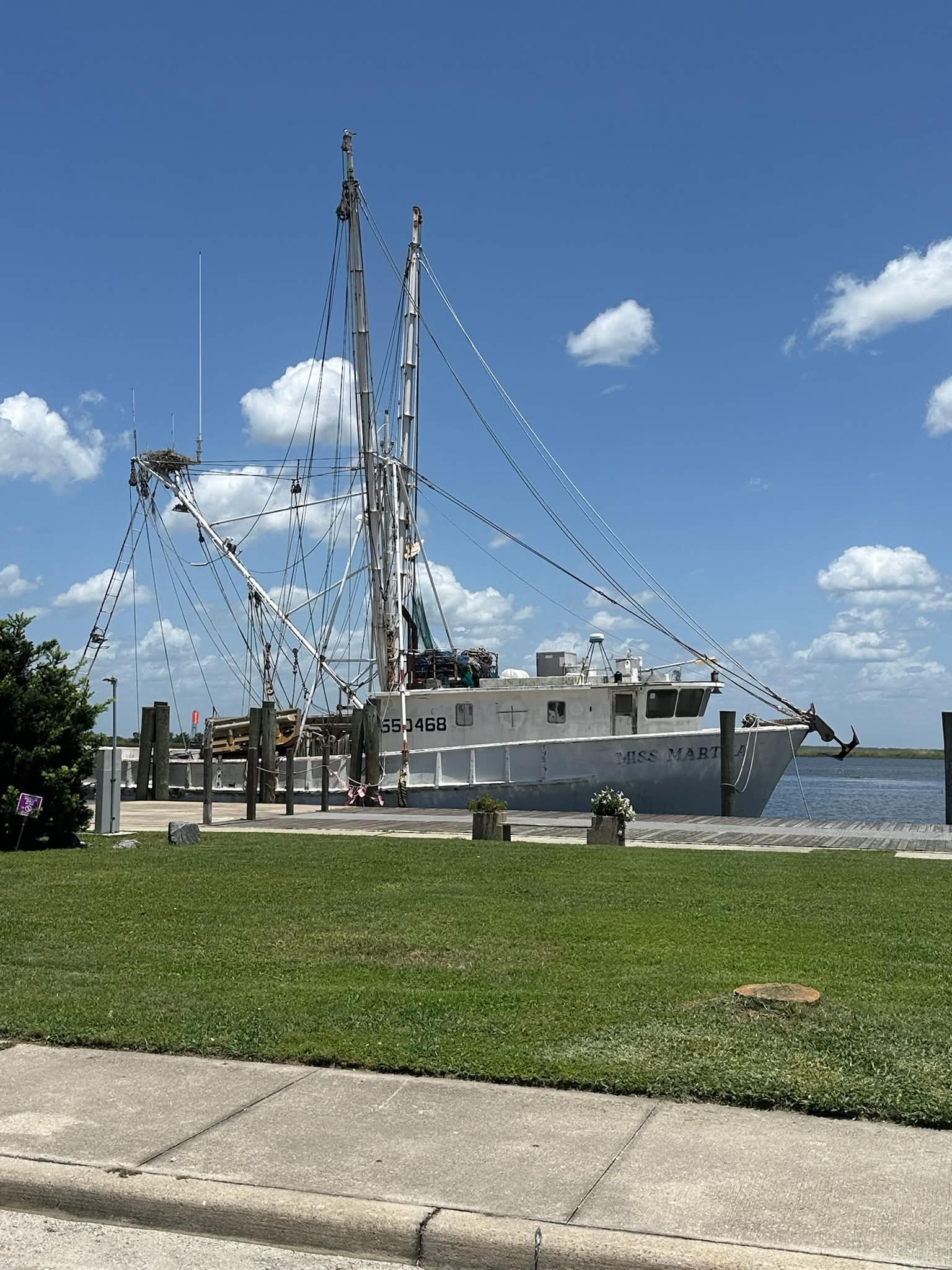 A shrimp boat docked in Apalachicola, Florida